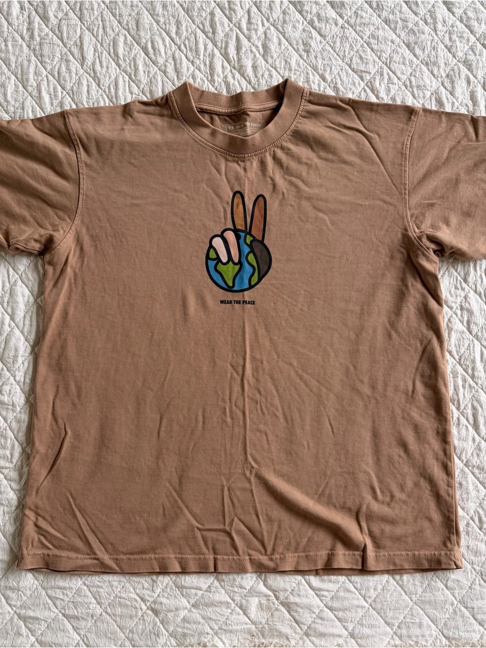 Unisex Brown Graphic Peace Earth Tee